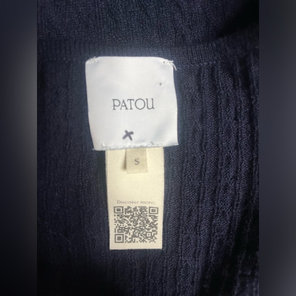 Euc Patou- Wrap Front Cable Knit Dress In Navy Blue. Size S — image 5 of 8